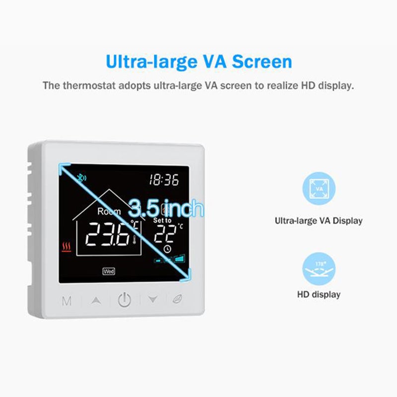 Smart Thermostat: 3.5 Inch White Touch Screen - Stable RF Wireless Technology Wifi Smart Thermostat for Home Smart Control & Weekly Programmable Scheduling - Image 4