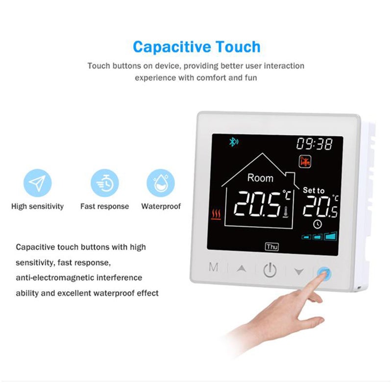 Smart Thermostat: 3.5 Inch White Touch Screen - Stable RF Wireless Technology Wifi Smart Thermostat for Home Smart Control & Weekly Programmable Scheduling - Image 5