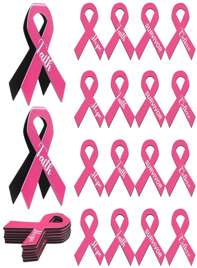 Affrolling 24 Pcs Breast Cancer Awareness Accessories Magnetic Bookmark Bulk Cancer Awareness Accessories Gifts Pink Ribbon Bookmarks or Charity, Office, Fundraiser Events - Image 1
