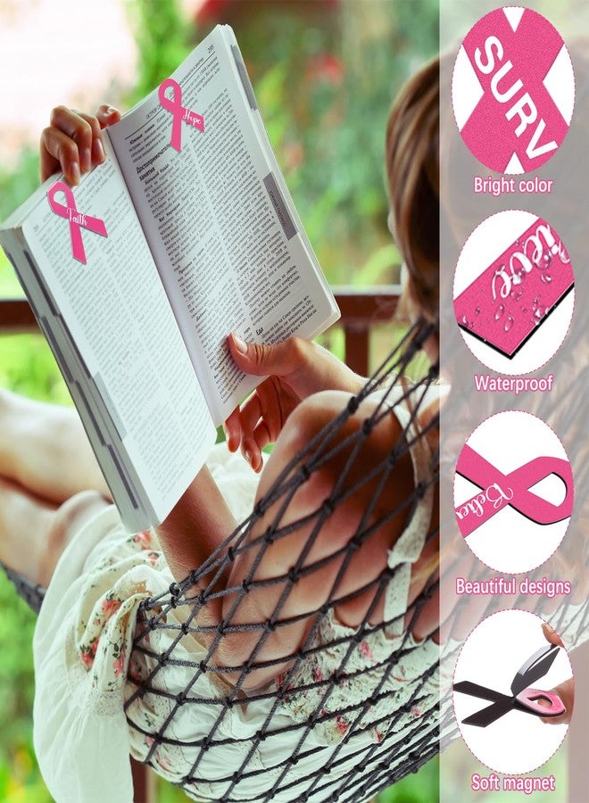Affrolling 24 Pcs Breast Cancer Awareness Accessories Magnetic Bookmark Bulk Cancer Awareness Accessories Gifts Pink Ribbon Bookmarks or Charity, Office, Fundraiser Events - Image 3
