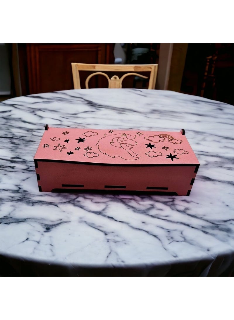 Dalyan Wooden Pencil Case Box with Lid  - Image 5