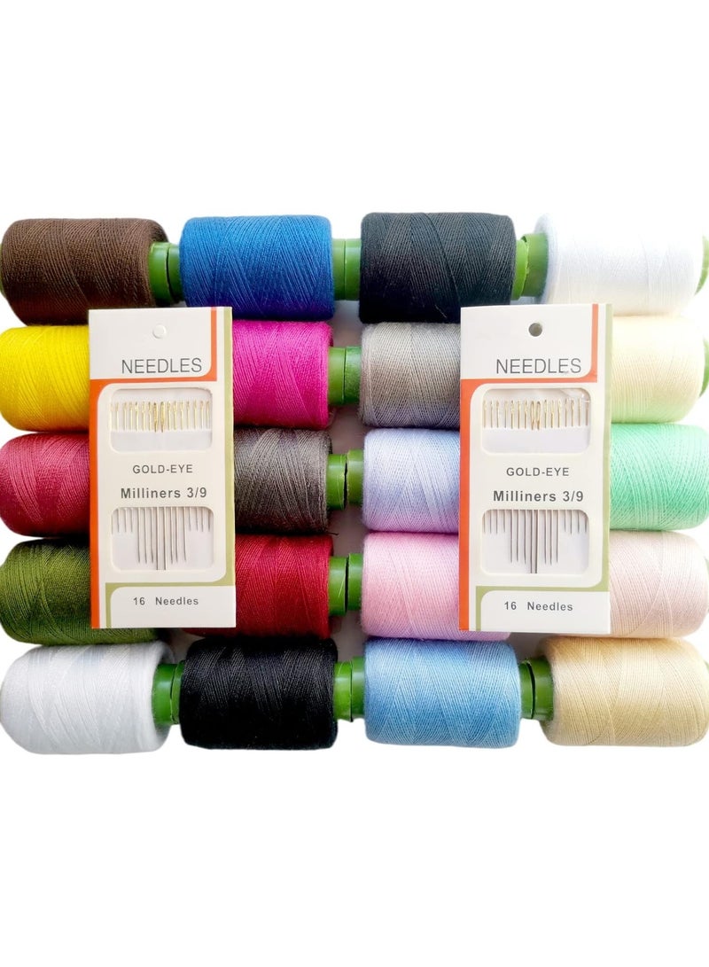 Set of 20 Sewing Machine Threads Set Hand Sewing Needles and Threads, White Thread and Black Thread for Sewing (Pack of 20 Pcs 20000 Yards) - Image 1