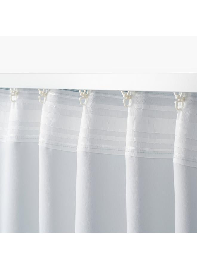 Zaboon Room Darkening Curtains, 1 Pair, With Heading Tape/White/Turquoise, 145X300 Cm - Image 5