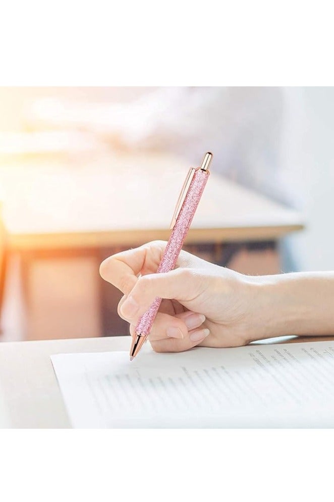 4 قطع قلام الكرة ، قلام الصحافة القابلة للسحب حبر أسود متوسط 1.0 ملم هدية القلم المدرسية لوازم المكتب للطلاب المعلمين والموظفين (الذهب الوردي والذهب والفضة) - Image 5