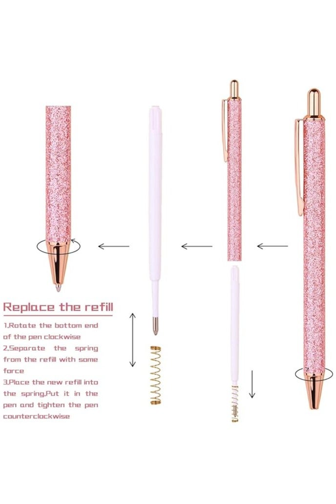 4 قطع قلام الكرة ، قلام الصحافة القابلة للسحب حبر أسود متوسط 1.0 ملم هدية القلم المدرسية لوازم المكتب للطلاب المعلمين والموظفين (الذهب الوردي والذهب والفضة) - Image 3