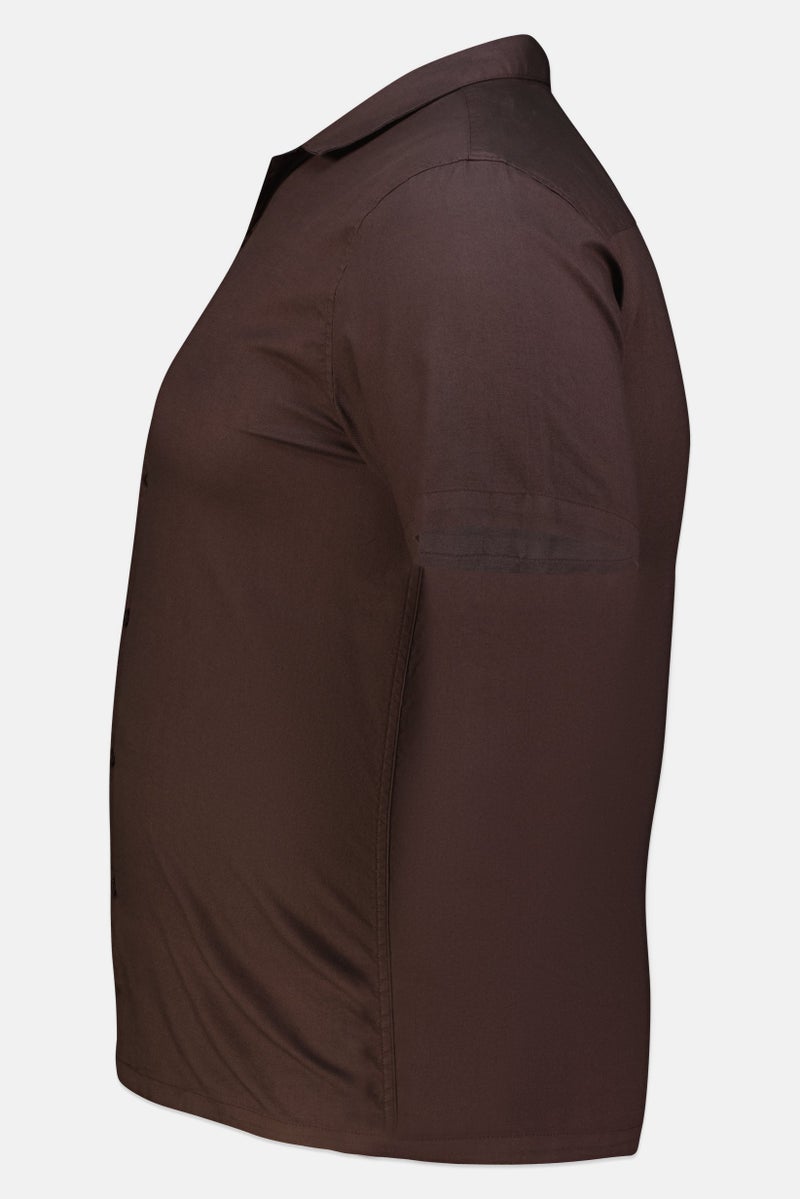 Aeropostale قميص رجالي عادي بقصة مريحة بأكمام قصيرة، بني داكن - Image 4