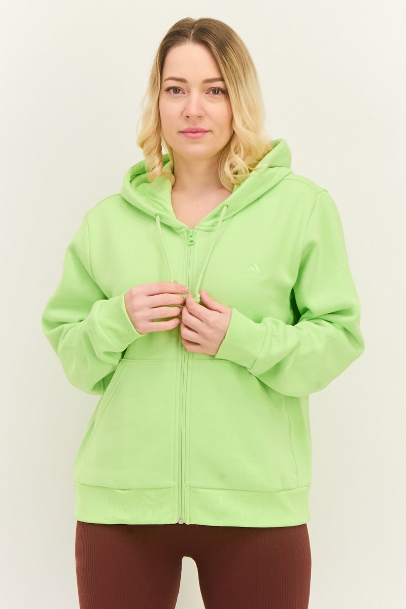 Adidas Women Sportswear Fit Long Sleeves Outdoor Hoodies,Green - Image 1
