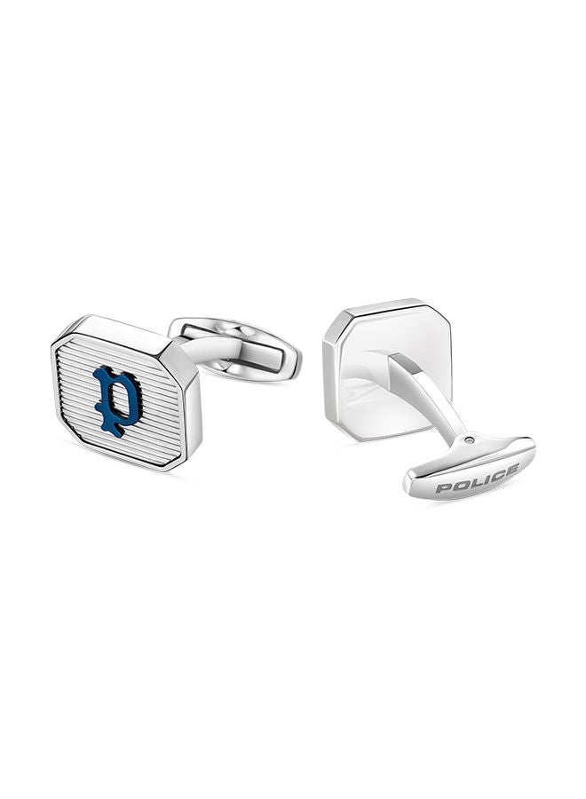 POLICE Square Shape Stainless Steel Gents Cufflinks With Blue P LogoPEAGC0000407  - Image 3