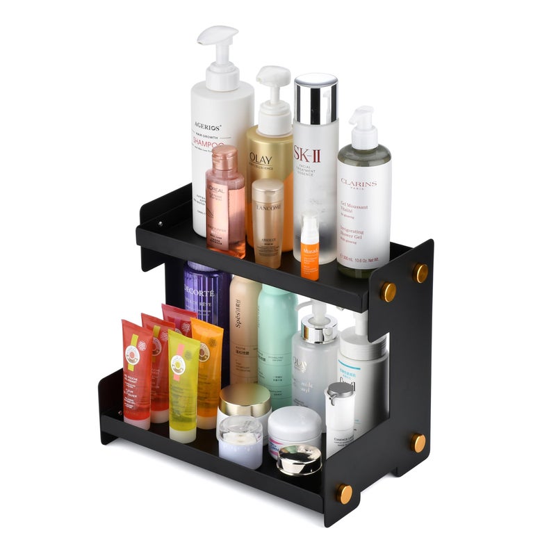 FFK 2 Tier Bathroom Countertop Organizer Storage Shelf for Cosmetics Ideal for Cabinet Pantry and Desktop for Kitchen and Office