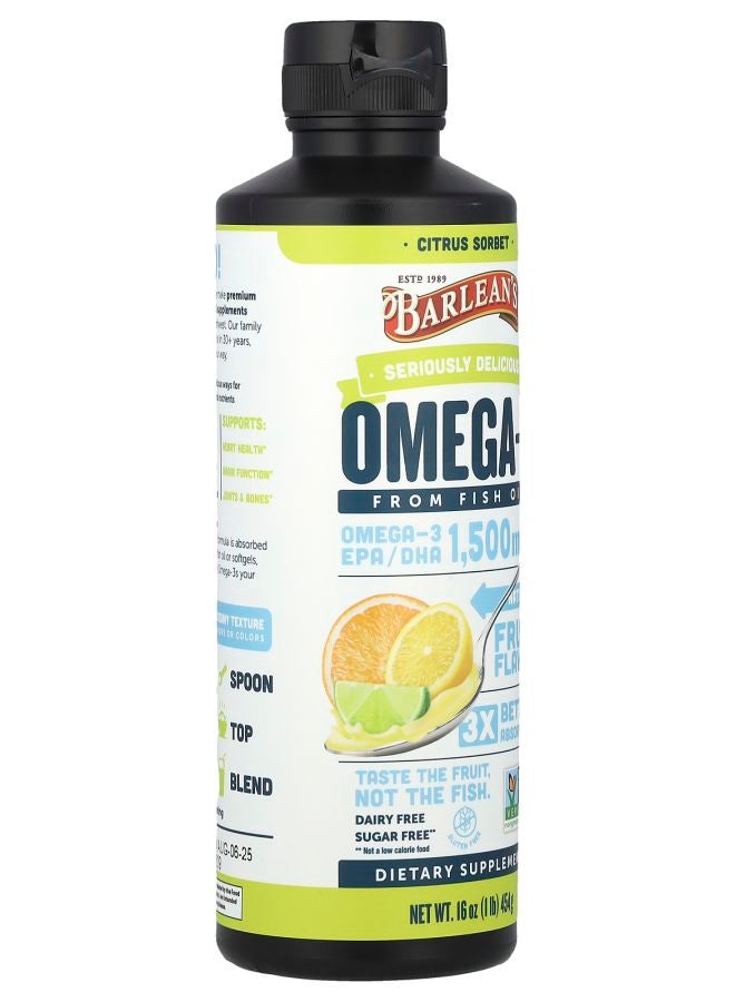 BARLEAN'S Seriously Delicious® Omega-3 From Fish Oil Citrus Sorbet 16 oz (454 g)  - Image 2