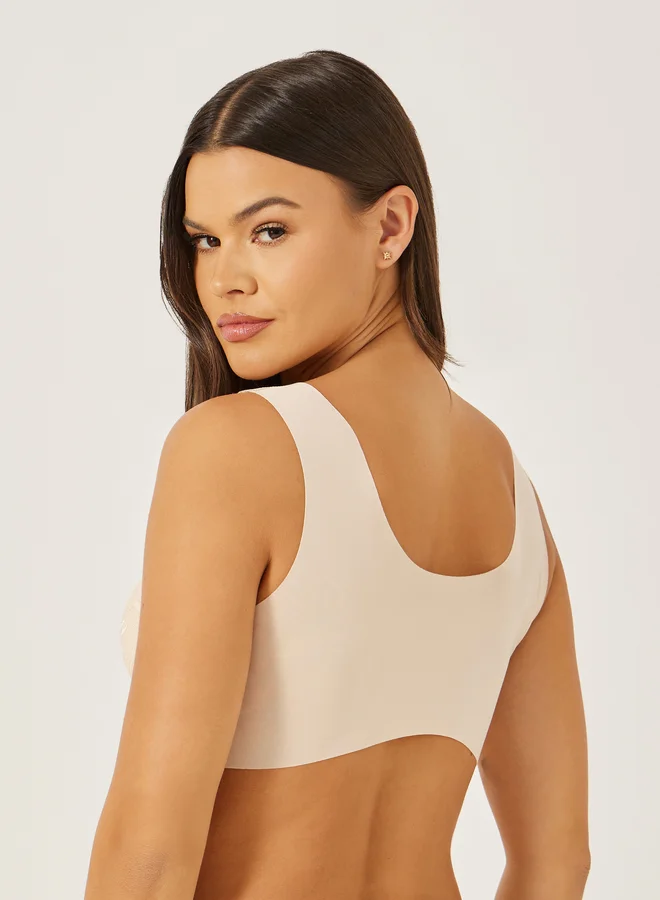 Styli 3PK PNW FULL SUPPORT MESH CROSS OVER FRONT LACE CUP CROP TOP