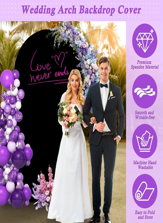 Dexpinzo 7.2FT Wedding Arch Cover, Black Spandex Arch Cover Stretchy Backdrop Stand Cover with Balloon Tying Tools for Wedding Ceremony Baby Shower Birthday Party Photo Background Arch Decorations - Image 3