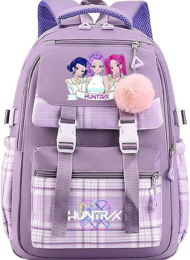 saykfoe Demon K Pop Singer Backpacks Kindergarten School Bag Girls for Aged 3-14 Years, Toddler Backpack School Rucksack, Children's Schoolbag Waterproof for Kids (Purple) - Image 1
