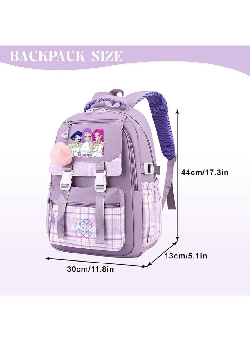 saykfoe Demon K Pop Singer Backpacks Kindergarten School Bag Girls for Aged 3-14 Years, Toddler Backpack School Rucksack, Children's Schoolbag Waterproof for Kids (Purple) - Image 2