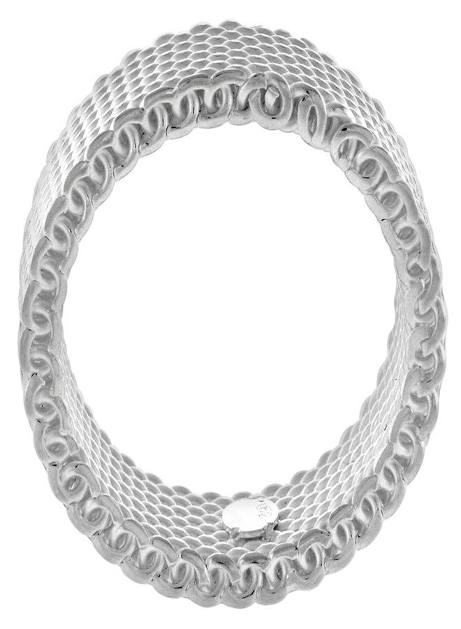 سابرينا سيلفر خاتم زفاف من الفضة الإسترلينية عيار 925، مصنوع يدويًا، بعرض 5/16 بوصة، مقاس 9.5، بتصميم شبكي 8 مم، مناسب للرجال والنساء. - Image 2