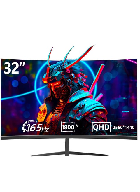 32 inch Gaming Monitor 165Hz 1500R QHD (2560x1440) 2K Computer Curved Monitors with FreeSync HDR, Display Port, HDMI for Home Office & Gaming Use Display Screen