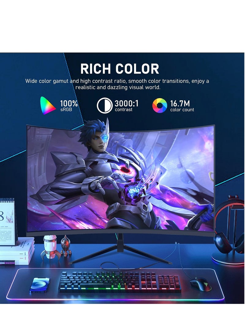 Ahuamty - 32 inch Gaming Monitor 165Hz 1500R QHD (2560x1440) 2K Computer Curved Monitors with FreeSync HDR, Display Port, HDMI for Home Office & Gaming Use Display Screen - Image 1