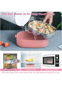TAPIT 1400ml 2-Tier Stainless Steel Lunch Box for Kids/Women Insulated Student Bento Box for School Leakproof Meal Box Portable Food Container for Outdoor Picnic (Pink)  - Image 4