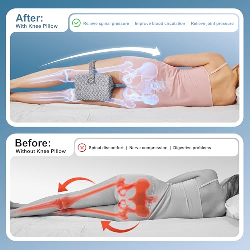 UJPFEO Knee Pillow for Side Sleepers, Leg Pillow for Sciatica, Back, HIPS, Knees, Joints Pain Relief,Pillows for Between Legs While Sleeping Spine Alignment Support & Relieves Pressure - Image 5
