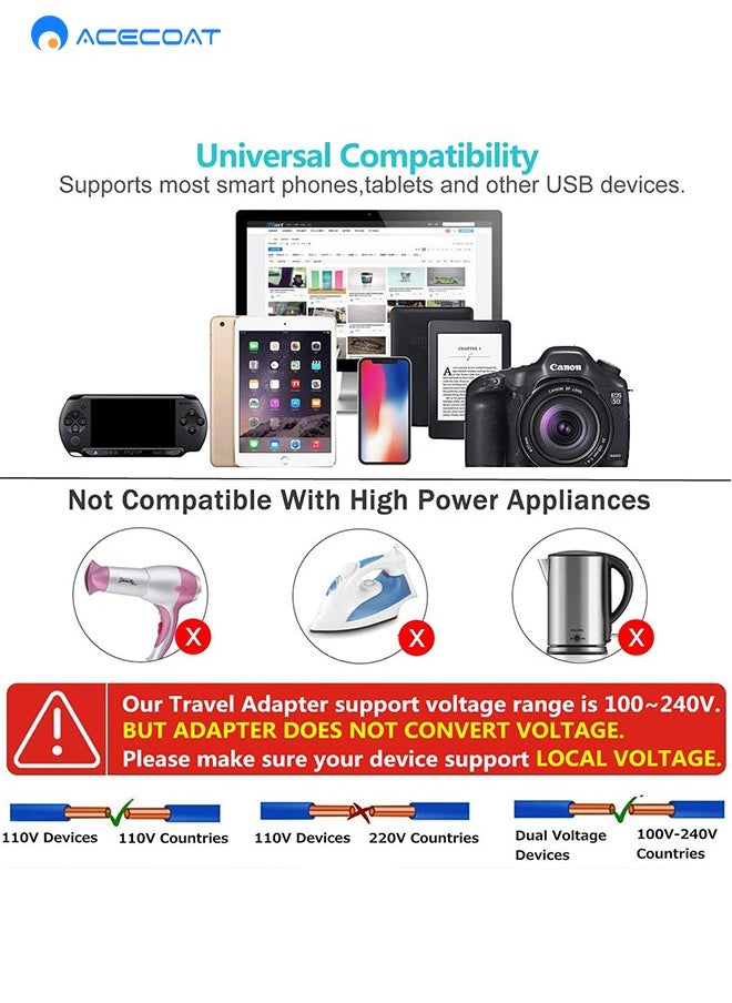 ACECOAT - All in One Universal International Adapter Multifunctional Travel Plug for EU UK US AU AC AC Power Charger Socket Converter Socket Plug Adapter Connector with 2 USB Ports - Image 1