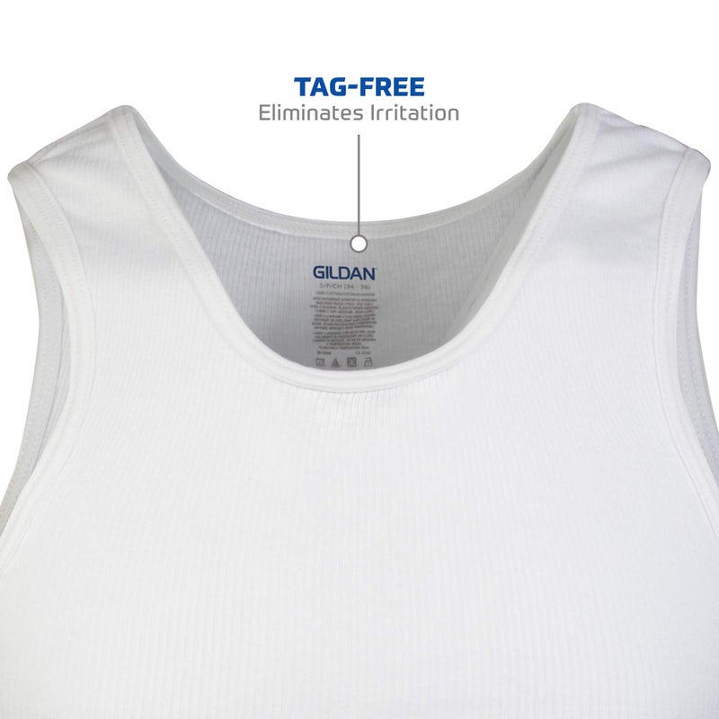 Gildan Men's A-shirt Tanks, Multipack, Style G1104, White (6 Pack), Large - Image 4