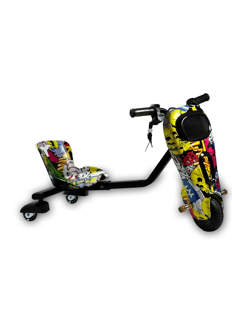 36V Mini Electric Drift Trike for Kids – 3-Wheel Ride-On with Motorized 8" Front Wheel, PU Rear Wheels, LED Lights, Adjustable Speed – Fun & Stylish Outdoor Gift for Boys & Girls - Image 1