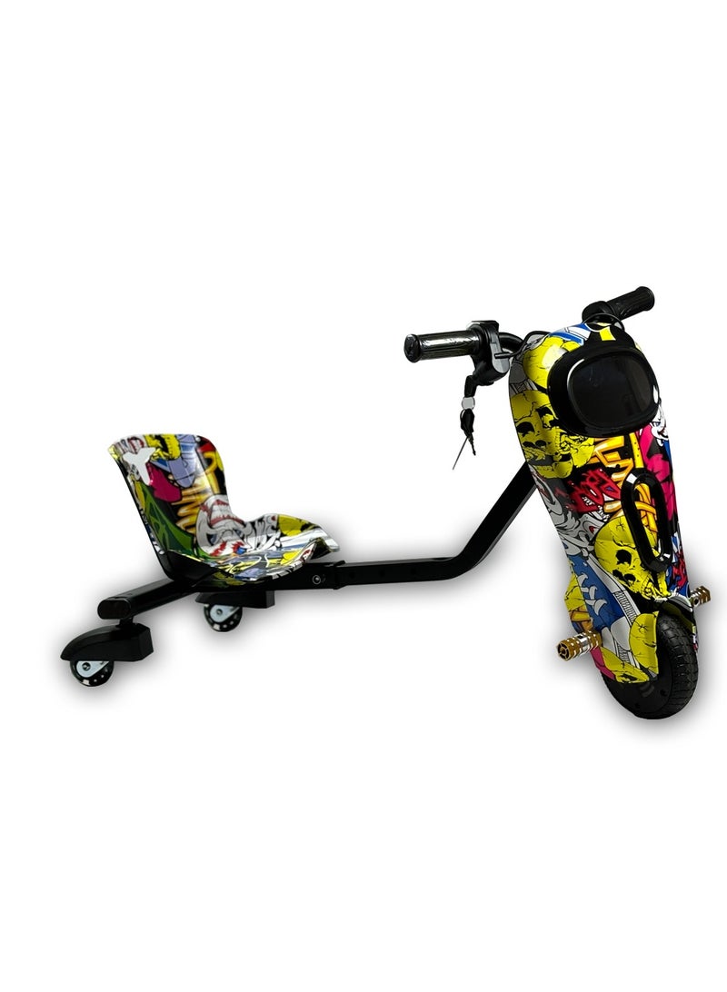 36V Mini Electric Drift Trike for Kids – 3-Wheel Ride-On with Motorized 8" Front Wheel, PU Rear Wheels, LED Lights, Adjustable Speed – Fun & Stylish Outdoor Gift for Boys & Girls - Image 3