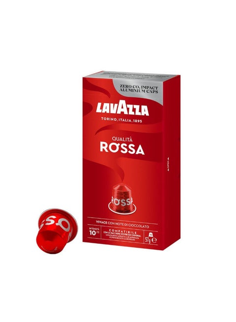 Lavazza Qualità Rossa, Full-bodied and Balanced Espresso, 10 Capsules, Nespresso Compatible