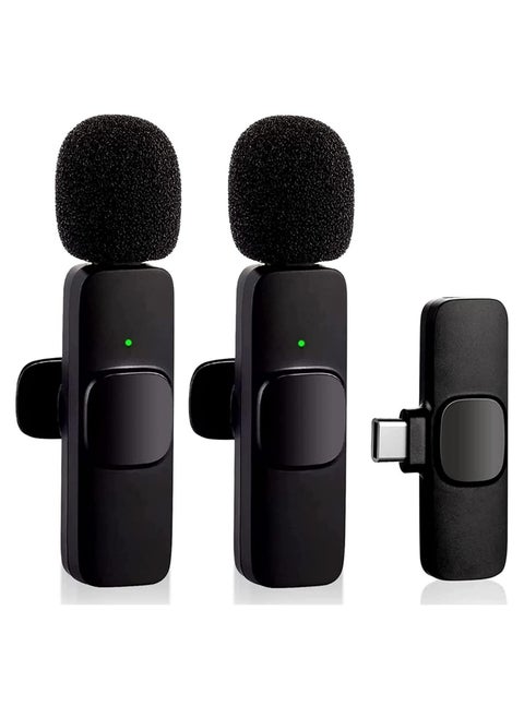 Wireless Microphone for Type-C Phone, Plug-Play Wireless Mic with 2 Microphone for USB-C Android Phone Video Recording, Interview, Vlog