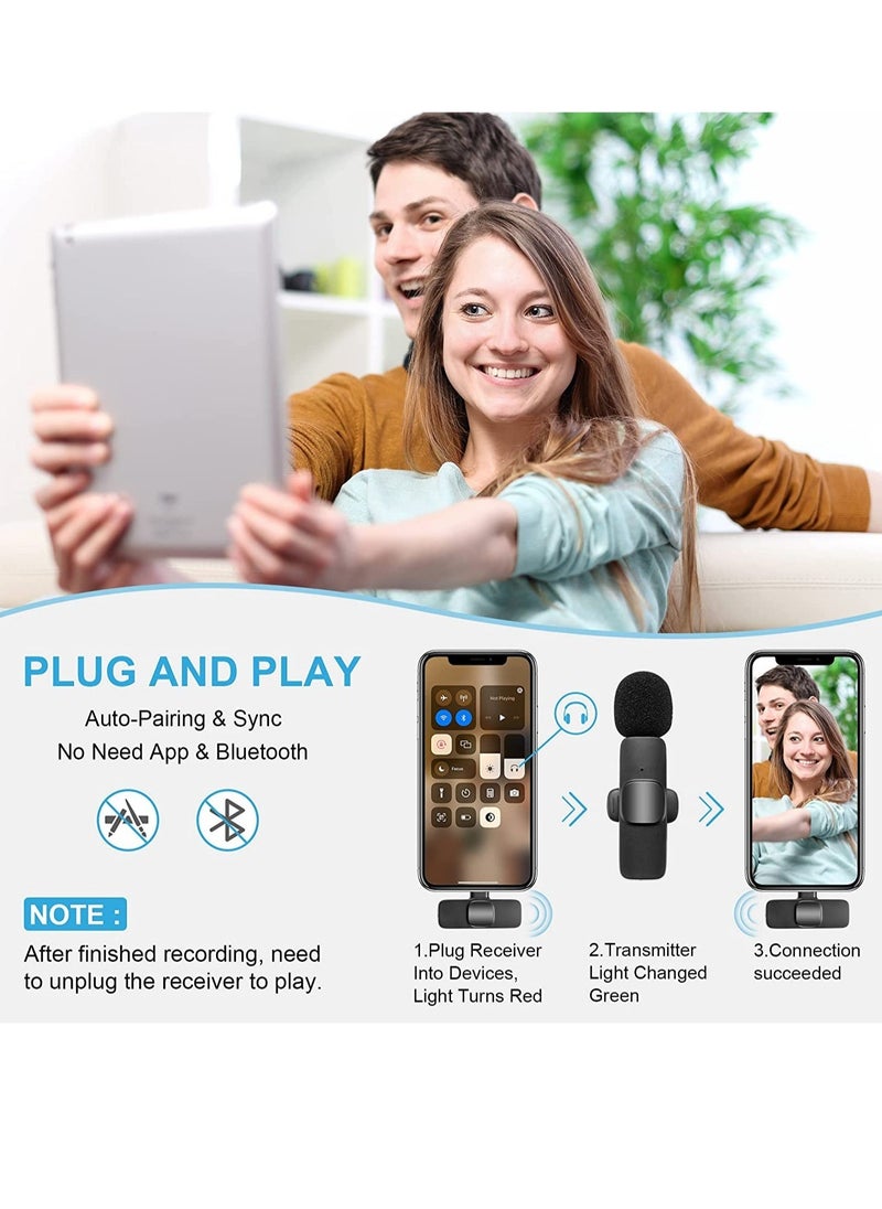 Wireless Microphone for Type-C Phone, Plug-Play Wireless Mic with 2 Microphone for USB-C Android Phone Video Recording, Interview, Vlog