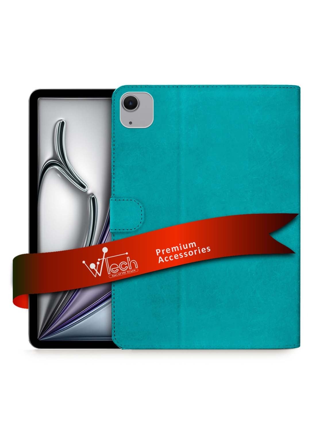 Wtech Apple iPad Air 11 (iPad Air 6) 5G 2024 (6th Gen) 11 inch / Apple iPad Air 11‑inch (M3) 2025 WTech PU Leather Magnetic Closure Flip Case Cover - Sea Green