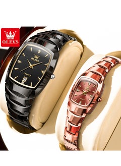 OLEVS OLEVS Pair Men Women Watches Set Analog Date Diamond Stainless Steel Waterproof Luminous Watch 7006  - Image 1