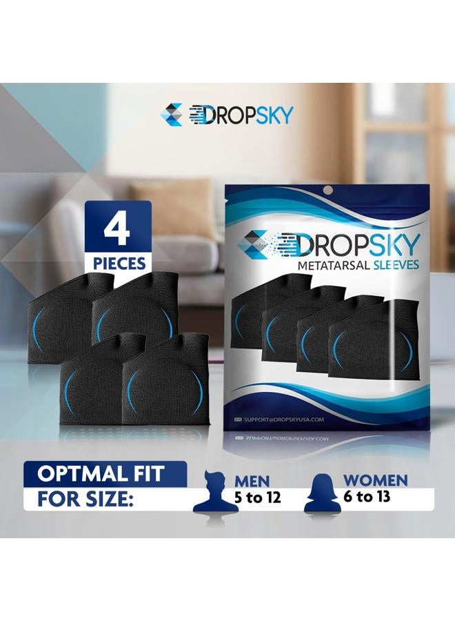 Dropsky Metatarsal Sleeves Inserts with Gel Pads - 4 Pieces - Immediate Bottom Ball of Foot Support Pain Relief - Soft Padding - Aid Metatarsalgia, Mortons Neuroma, Sesamoiditis, Insole Men, Women (Black) - Image 2