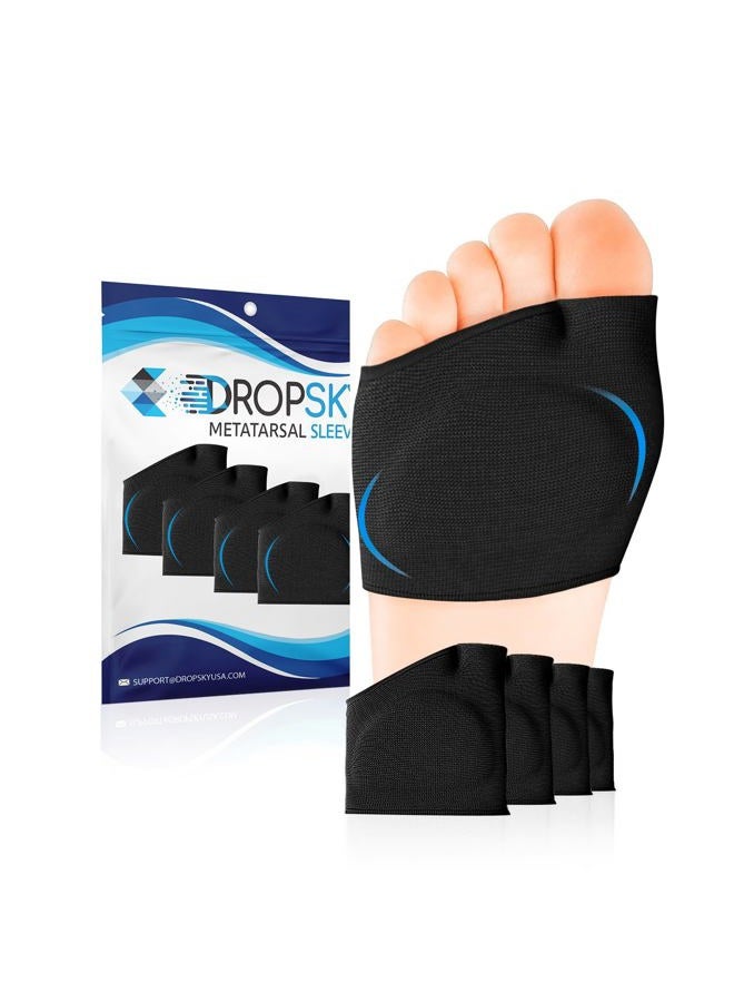 Dropsky Metatarsal Sleeves Inserts with Gel Pads - 4 Pieces - Immediate Bottom Ball of Foot Support Pain Relief - Soft Padding - Aid Metatarsalgia, Mortons Neuroma, Sesamoiditis, Insole Men, Women (Black) - Image 1