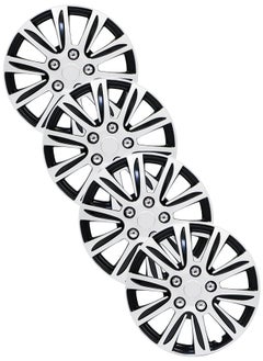 EMTC Pack of 4 EM-3136 Taiwan Wheel Cover | 14" Inch | Silver Black Universal Nested Style  - Image 1