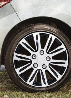 EMTC Pack of 4 EM-3136 Taiwan Wheel Cover | 14" Inch | Silver Black Universal Nested Style  - Image 3