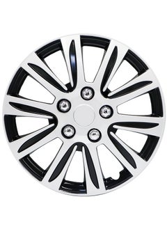 EMTC Pack of 4 EM-3136 Taiwan Wheel Cover | 14" Inch | Silver Black Universal Nested Style  - Image 2
