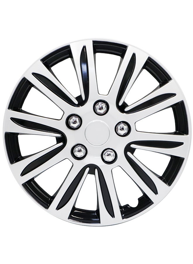 EMTC Pack of 4 EM-3136 Taiwan Wheel Cover | 14" Inch | Silver Black Universal Nested Style  - Image 2