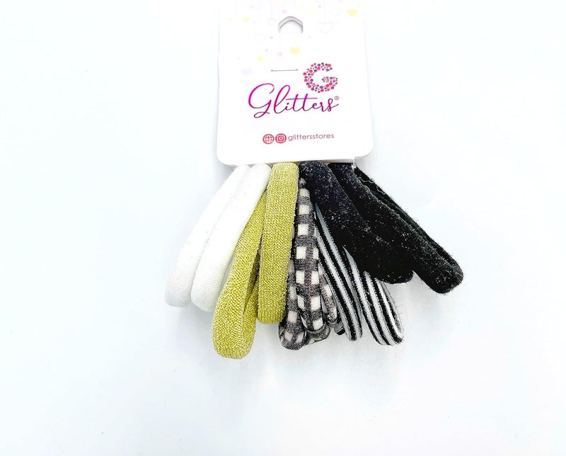 GLITTERS® Trendy Stylish Elastics Stretchy Starlight Black Hair Ties Set for Women and Girls (Set of 10) - Image 1