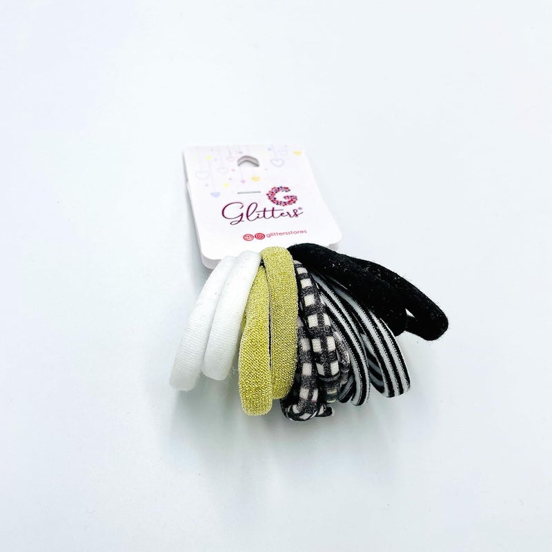 GLITTERS® Trendy Stylish Elastics Stretchy Starlight Black Hair Ties Set for Women and Girls (Set of 10) - Image 2
