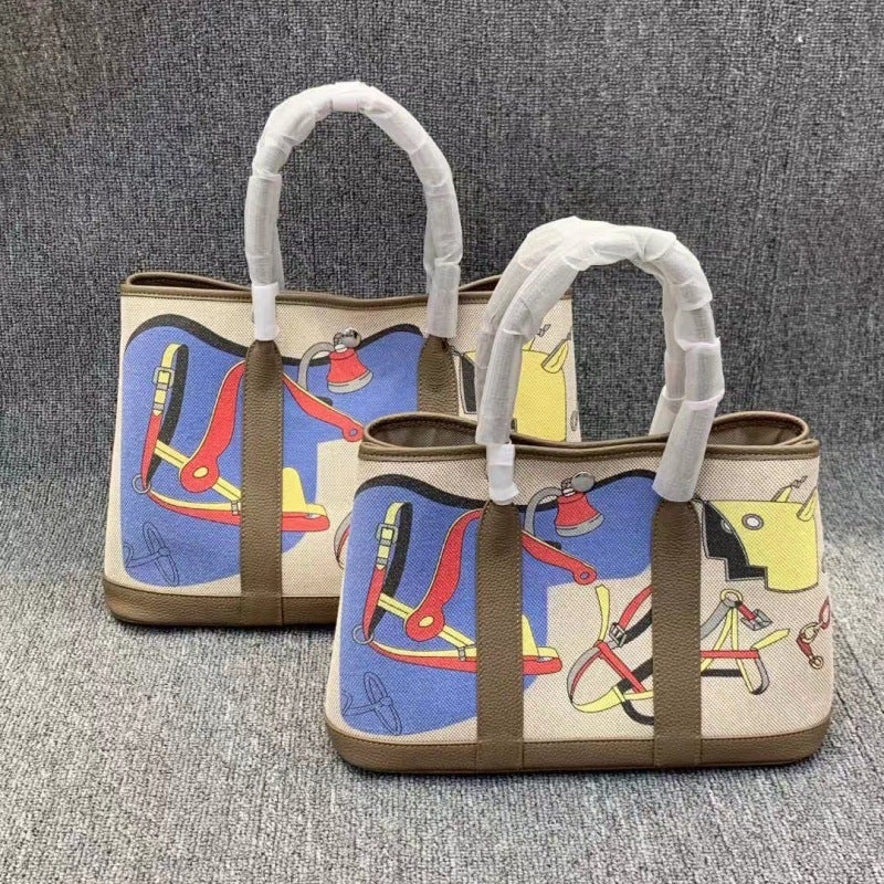 Garden Baotou Layer Cowhide With Imported Linen Handbag Shoulder Crossbody Bag Women'S Bag Fabric - Image 2