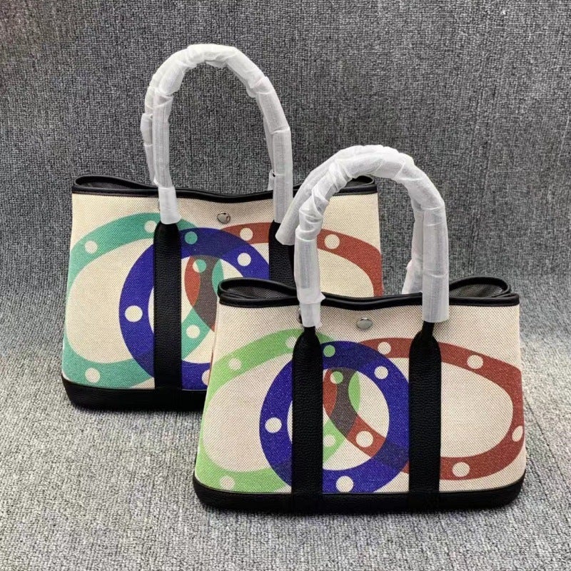 Garden Baotou Layer Cowhide With Imported Linen Handbag Shoulder Crossbody Bag Women'S Bag Fabric - Image 5