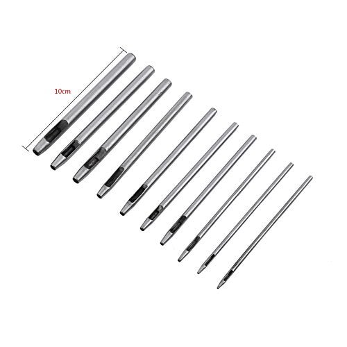 Hilitand 10Pcs Leather Hollow Punch Set, Hollow Hole Punches Tools 0.5-5mm for Leather Belt Watch Band, Rubber Leatherworking Craft - Image 4