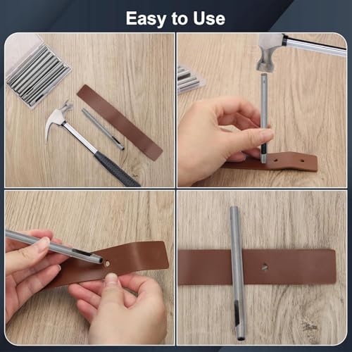 Hilitand 10Pcs Leather Hollow Punch Set, Hollow Hole Punches Tools 0.5-5mm for Leather Belt Watch Band, Rubber Leatherworking Craft - Image 3