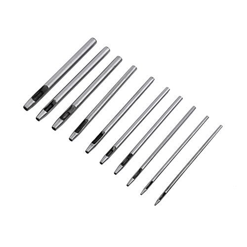 Hilitand 10Pcs Leather Hollow Punch Set, Hollow Hole Punches Tools 0.5-5mm for Leather Belt Watch Band, Rubber Leatherworking Craft - Image 1