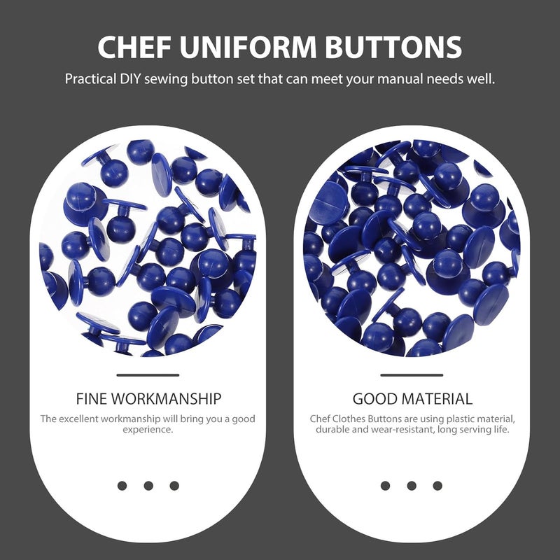 ULTECHNOVO 100pcs Chef Coat Buttons Blue Medium Sewing Buttons for Restaurant Uniforms for Culinary Workwear - Image 4