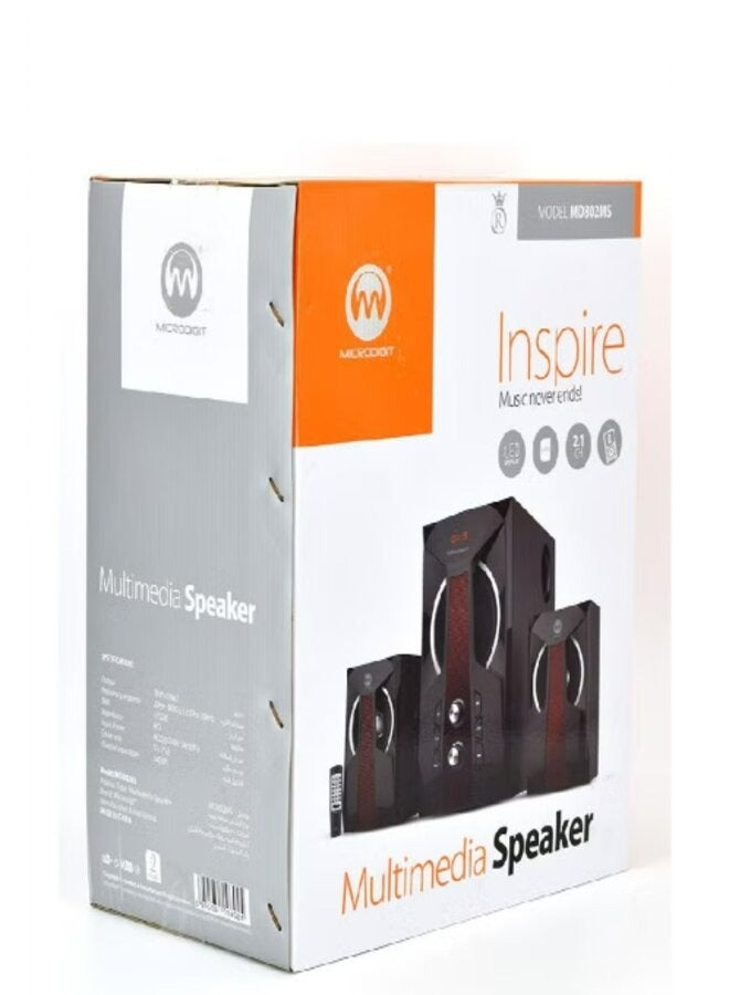 ميكرو ديجيت نظام مكبرات صوت للوسائط المتعددة مكون من 3 قطع MD802MS أسود/أحمر - Image 3