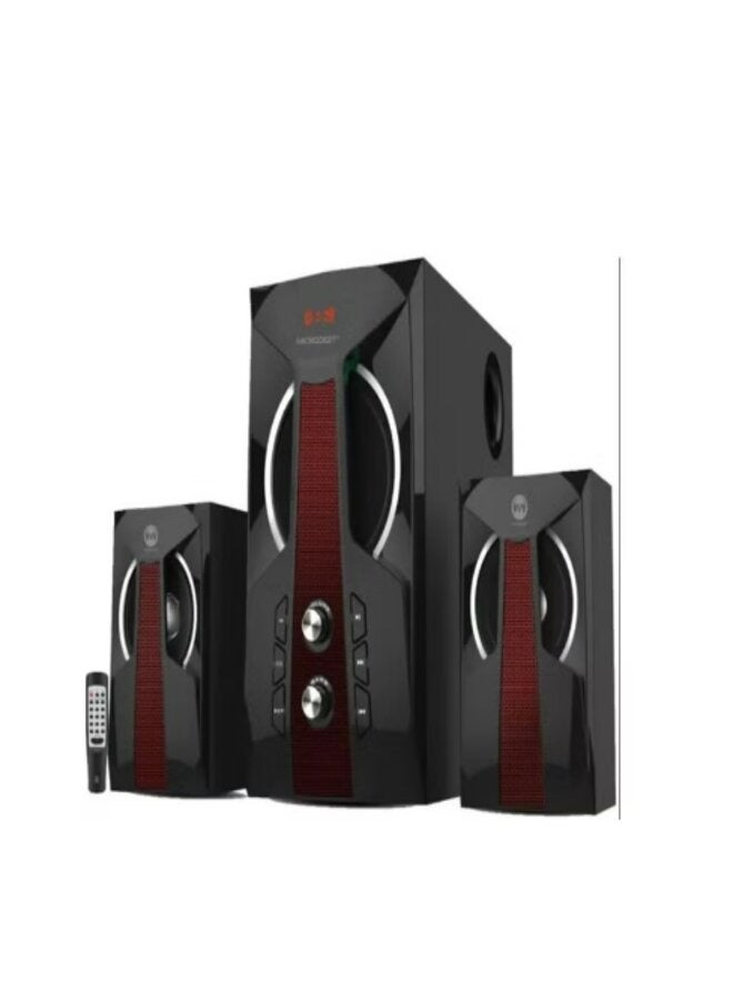 ميكرو ديجيت نظام مكبرات صوت للوسائط المتعددة مكون من 3 قطع MD802MS أسود/أحمر - Image 2