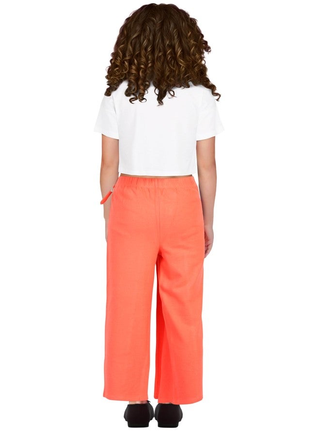 Allen Solly Girl's Regular Casual Pants (AGTFEHWFV90024_Peach - Image 2