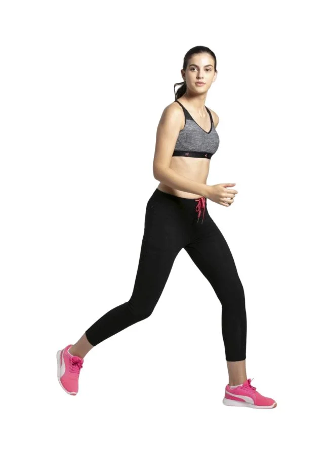 Jockey Black Melange AP21 Women Wire free Padded Tactile Nylon Elastane Stretch Full Coverage Optional Cross Back Styling Sports Bra with Stay Dry Treatment for Women | Best Price UAE